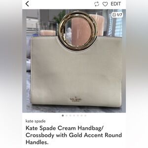 kate spade cream leather shoulder bag with gold round handles